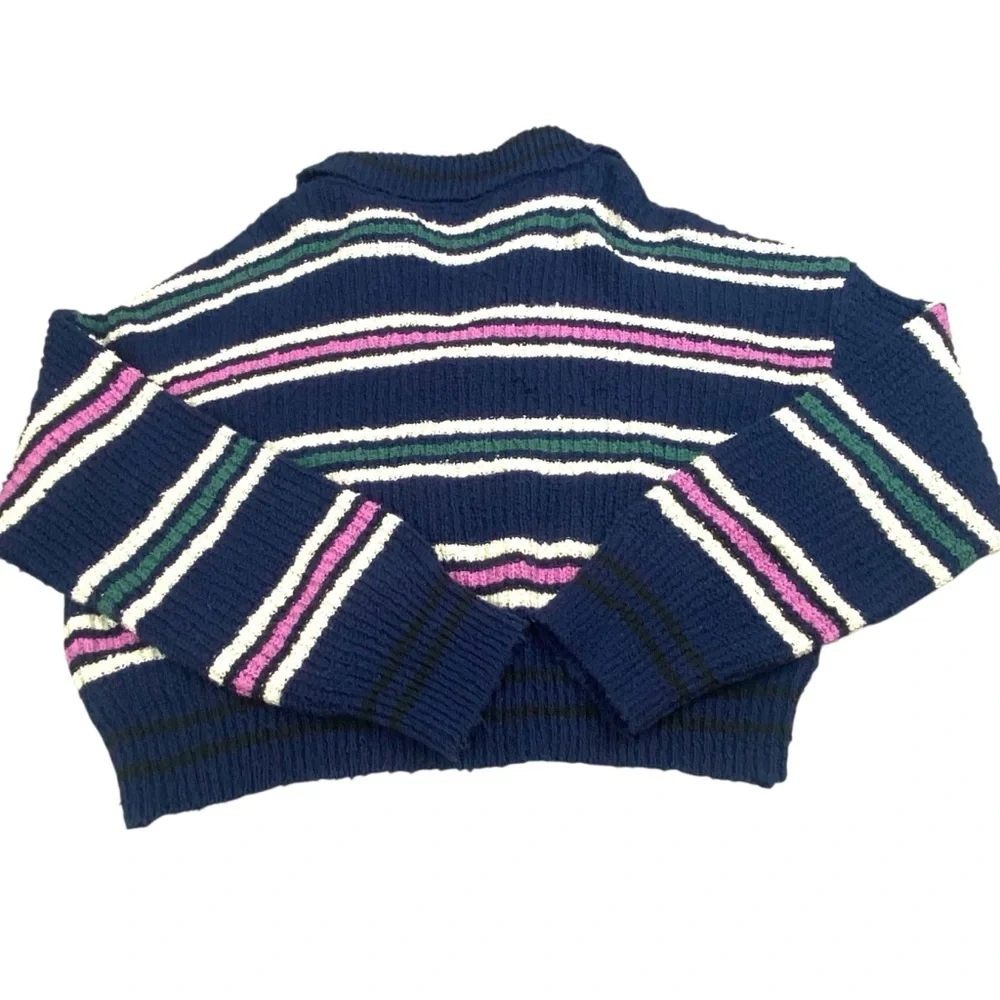 Free People NWT Kennedy Pullover Stripe Knit Sweater Size Medium Cropped Relaxed